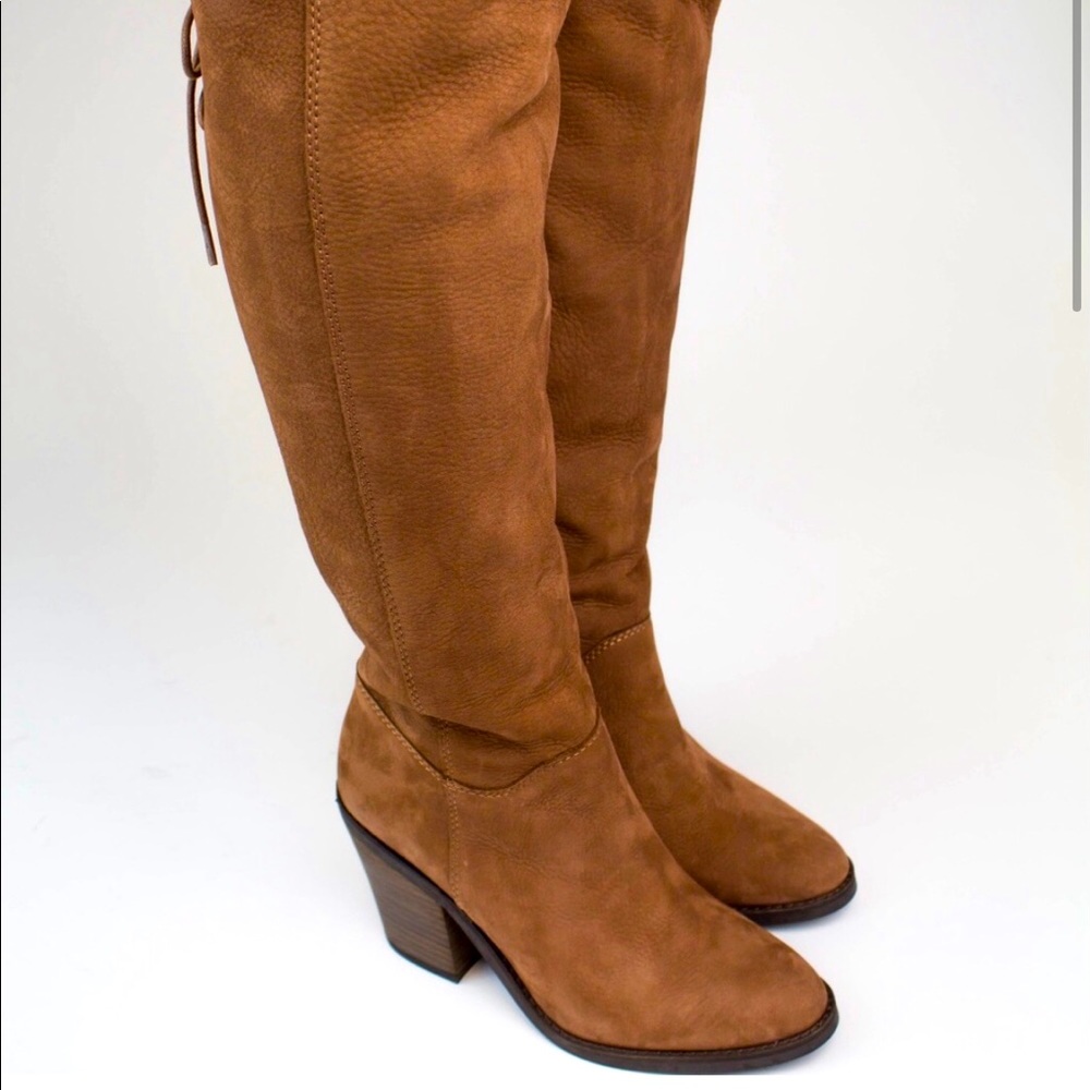 Lucky brand suede knee high boots brown 9.5